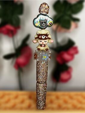 I Dream of Bear Handpainted Kawaii Rhinestone Handmade Beaded Pen